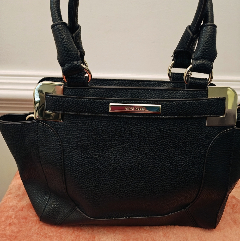 Anne Klein Black Faux Leather Handbag